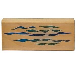 VTG 90s Rubber Stampede New Waves Stamp Z412C 1991 Streamers Wood Mounted 1x2.5‎